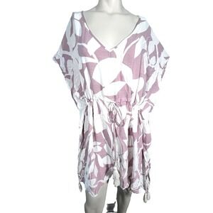 Poolside Paradiso Bathing Suit Coverup XL/2XL Dress Pink Lightweight Flowy Sheer